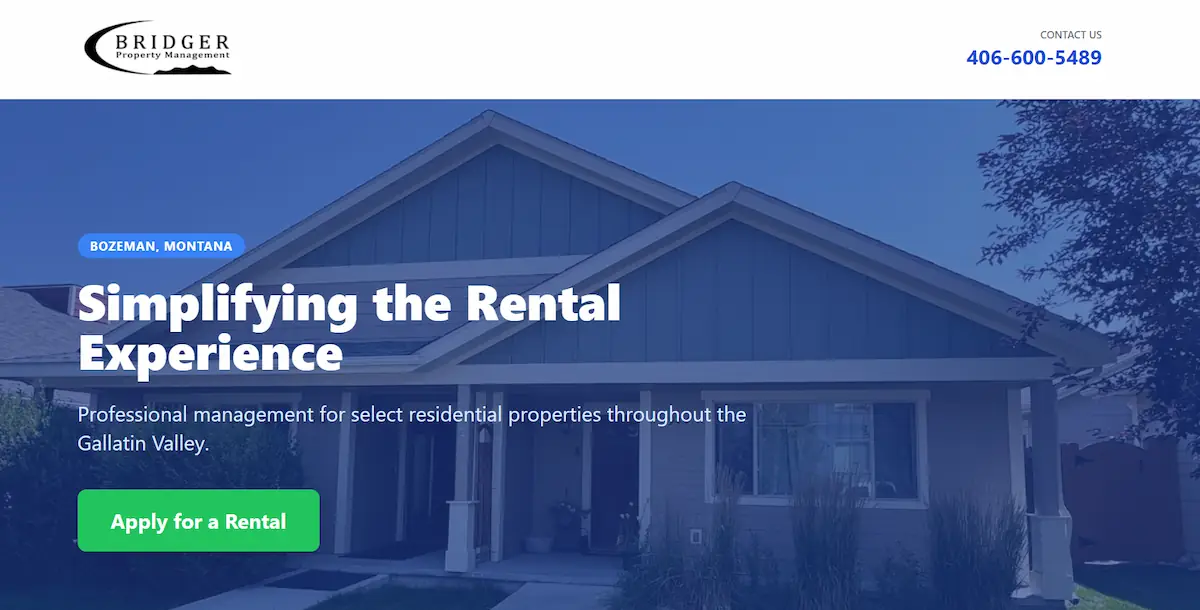 Bridger Property Management website