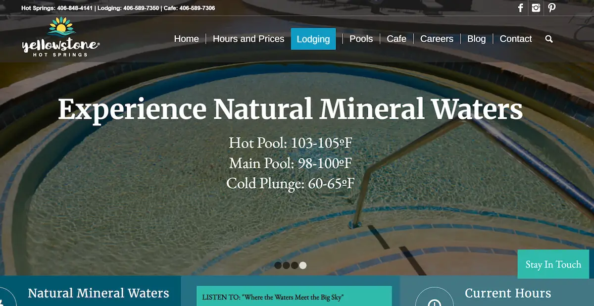 Yellowstone Hot Springs Resort website